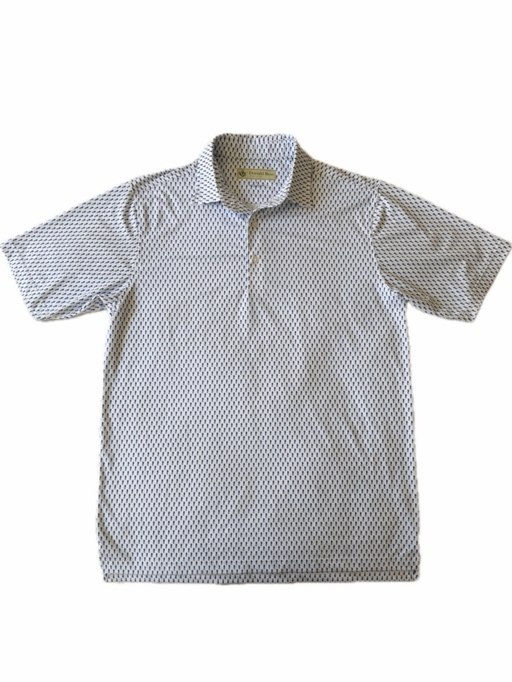 NWOT Donald Ross White Polo with Navy Micro Seahorse Print - Picture 2 of 3